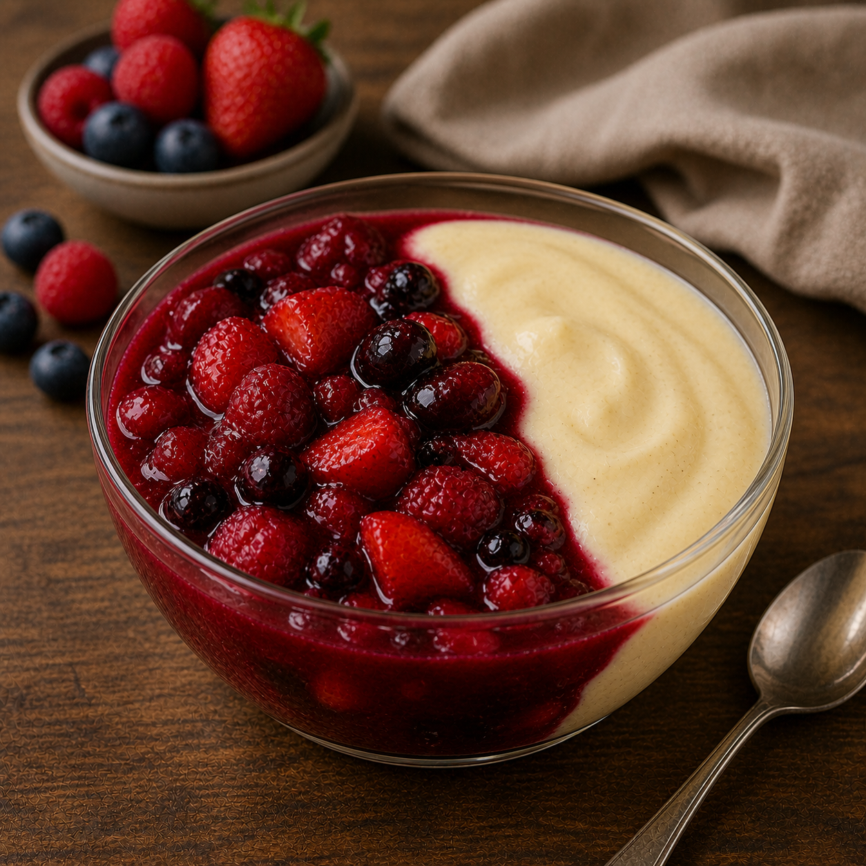 Rote Grütze mit Vanillecreme